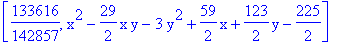 [133616/142857, x^2-29/2*x*y-3*y^2+59/2*x+123/2*y-225/2]